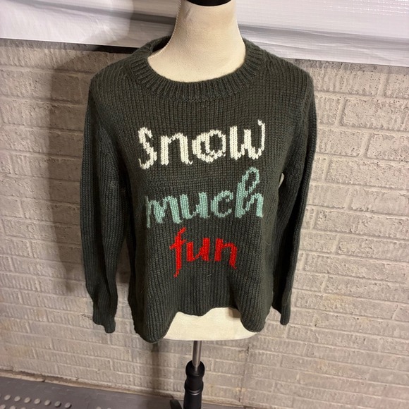 Wooden Ships Sweaters - Wooden Ships Snow Much Fun Mohair Wool Blend Sweater Forest Green Womens OS
